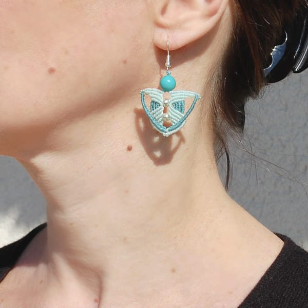 Boucles d'oreilles en micromacramé et Turquoise