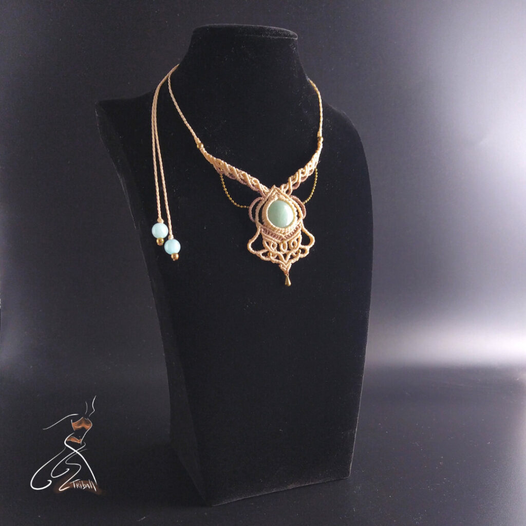 Collier micromacramé avec amazonite - Création Triball